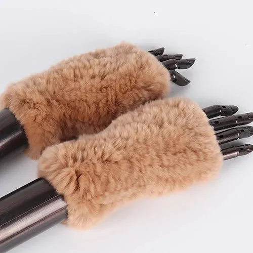 Rabbit Fur Hand Mittens Warmer