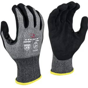 Radians RWG589XS Glove, Cut Protection Level A9, Sandy Foam Nitrile Coated, Black, 1 Pair