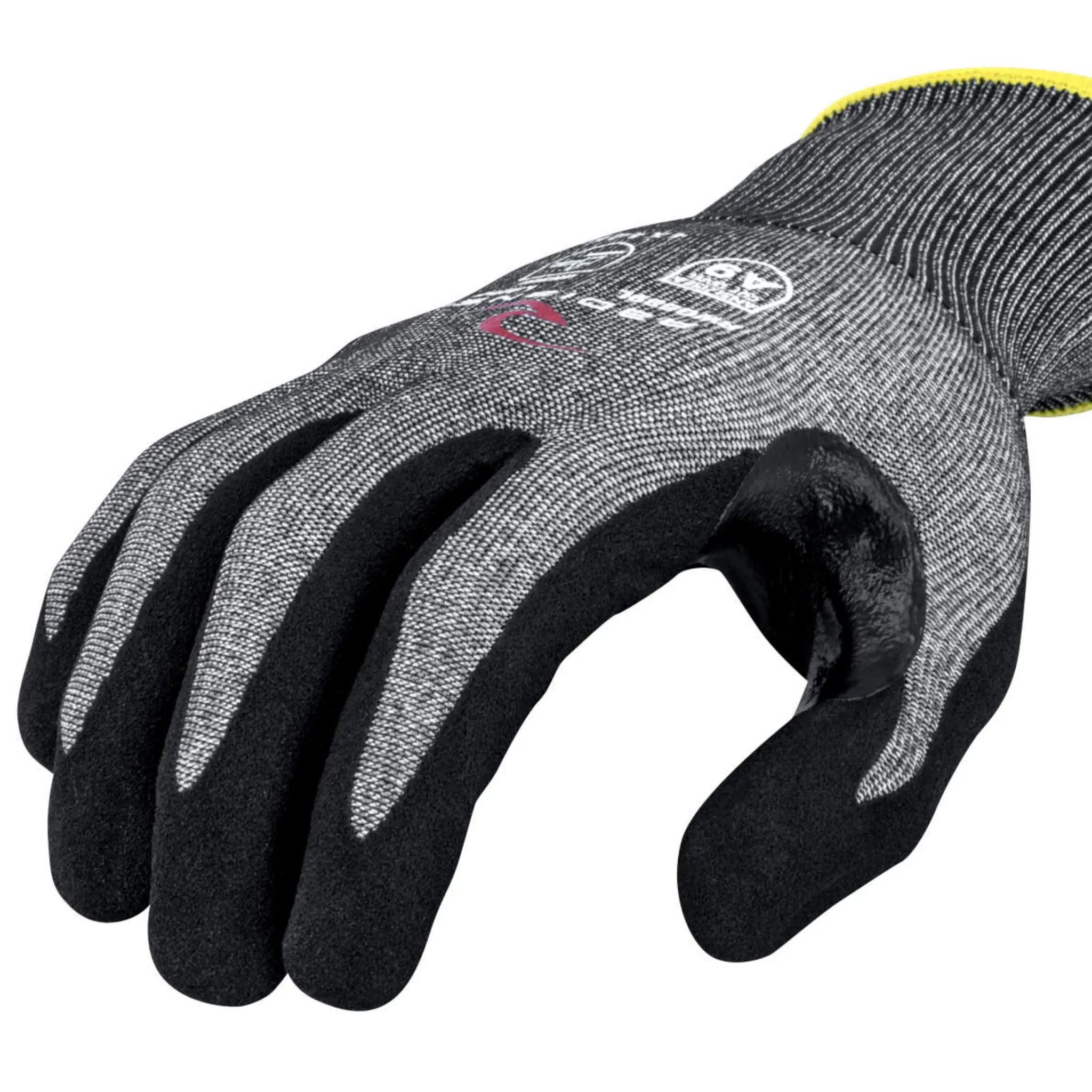 Radians RWG589XS Glove, Cut Protection Level A9, Sandy Foam Nitrile Coated, Black, 1 Pair