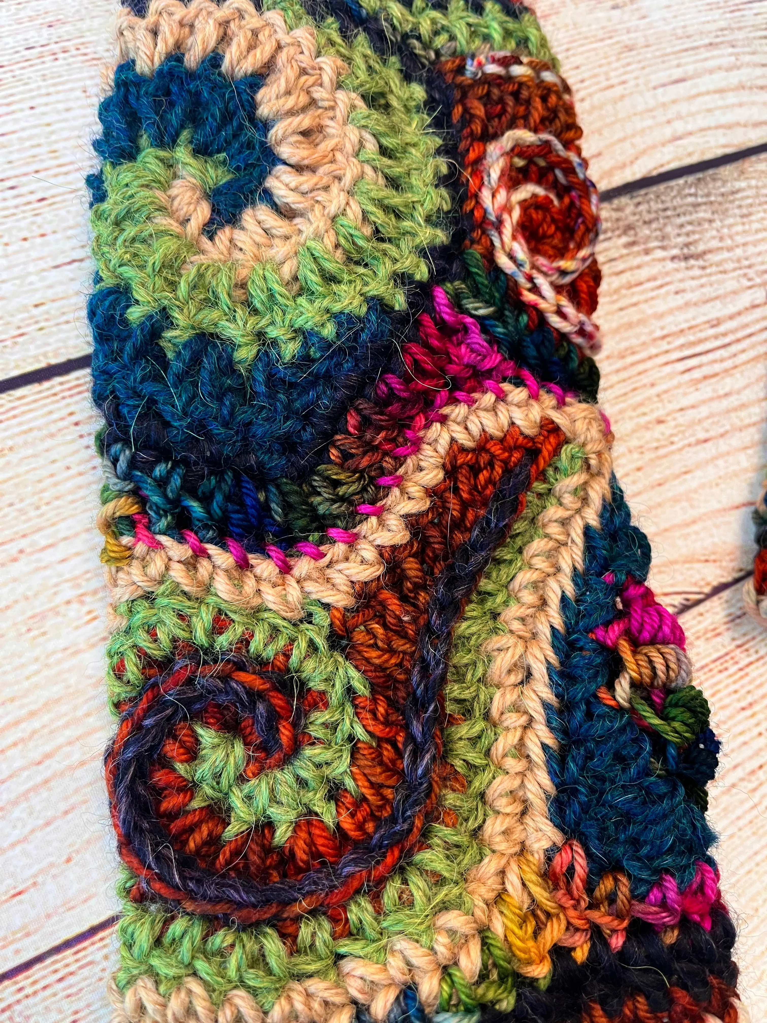 Rainbow Freeform Crochet Gloves