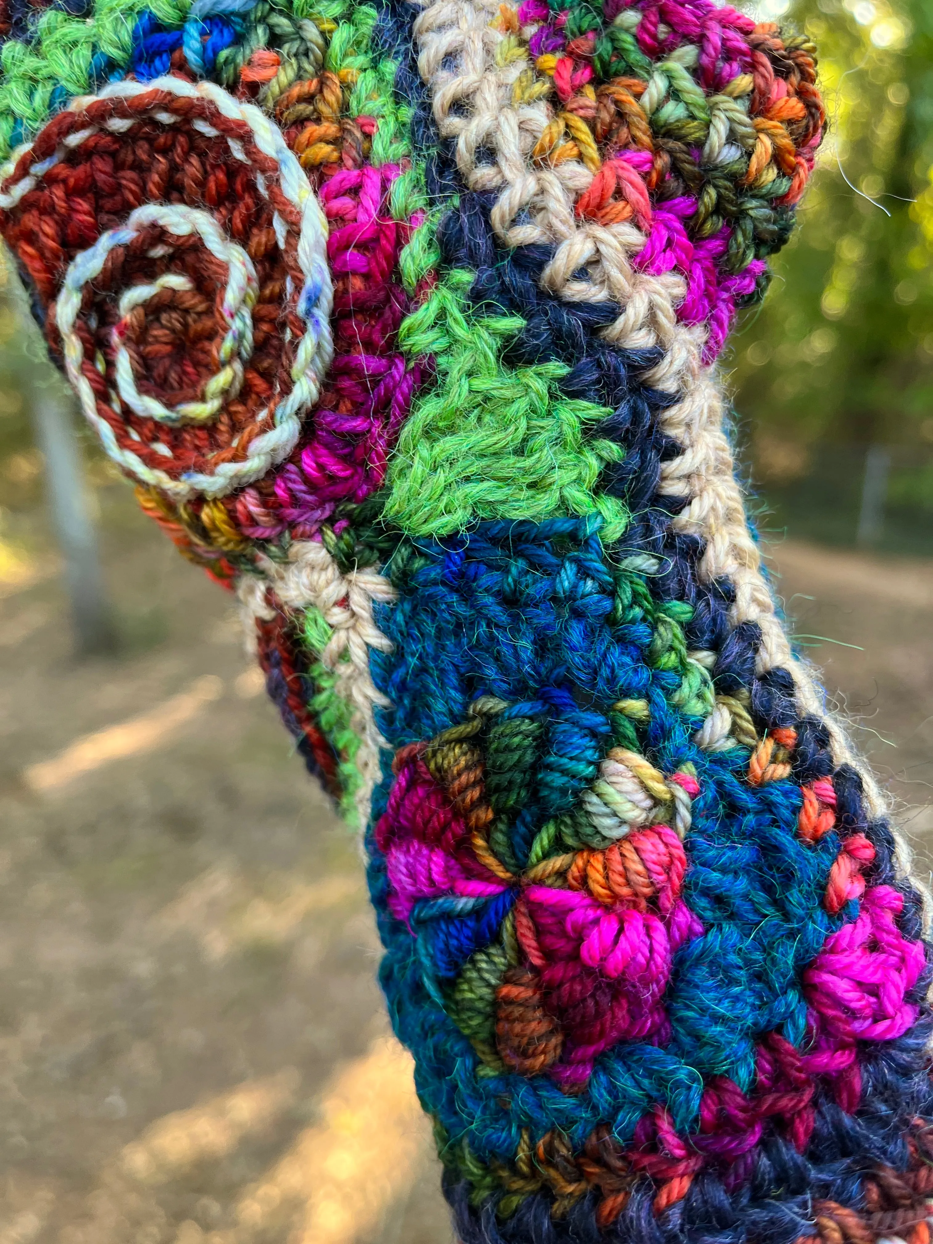Rainbow Freeform Crochet Gloves