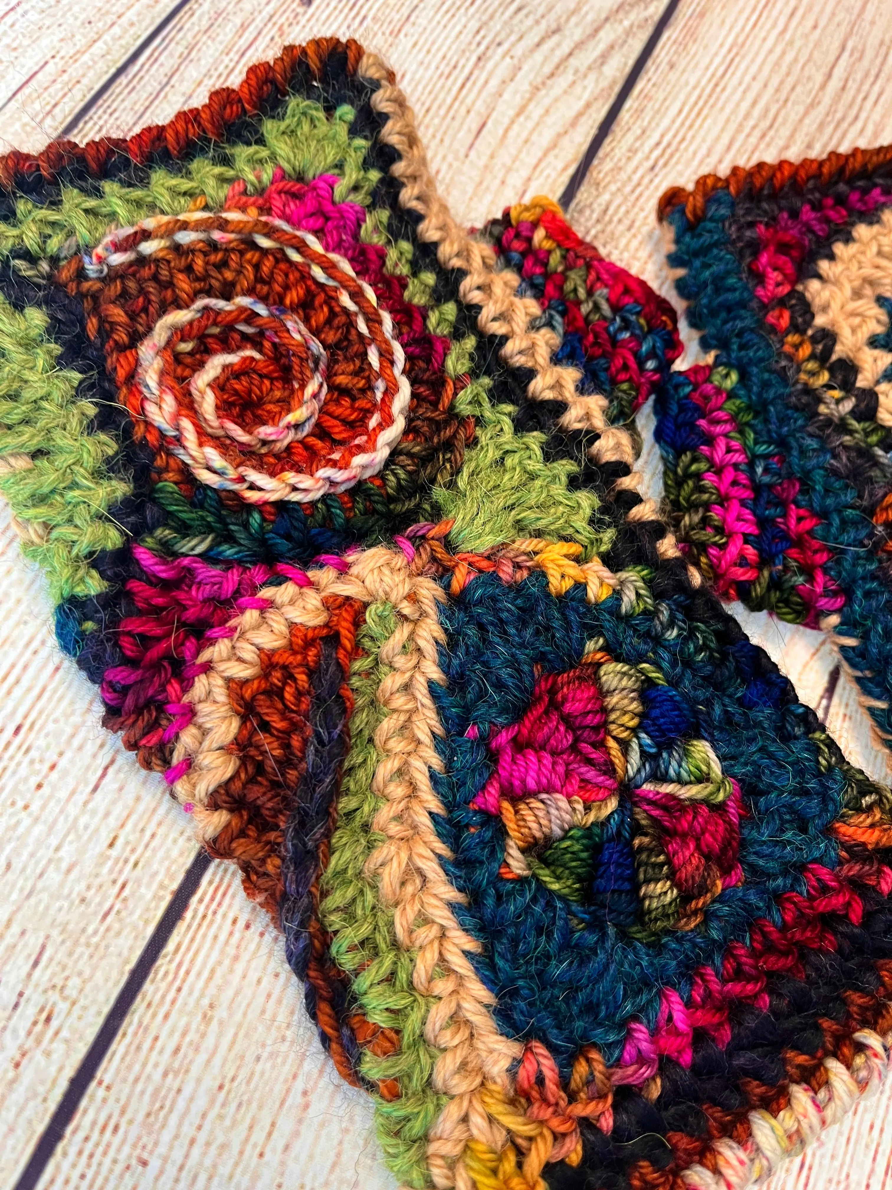 Rainbow Freeform Crochet Gloves