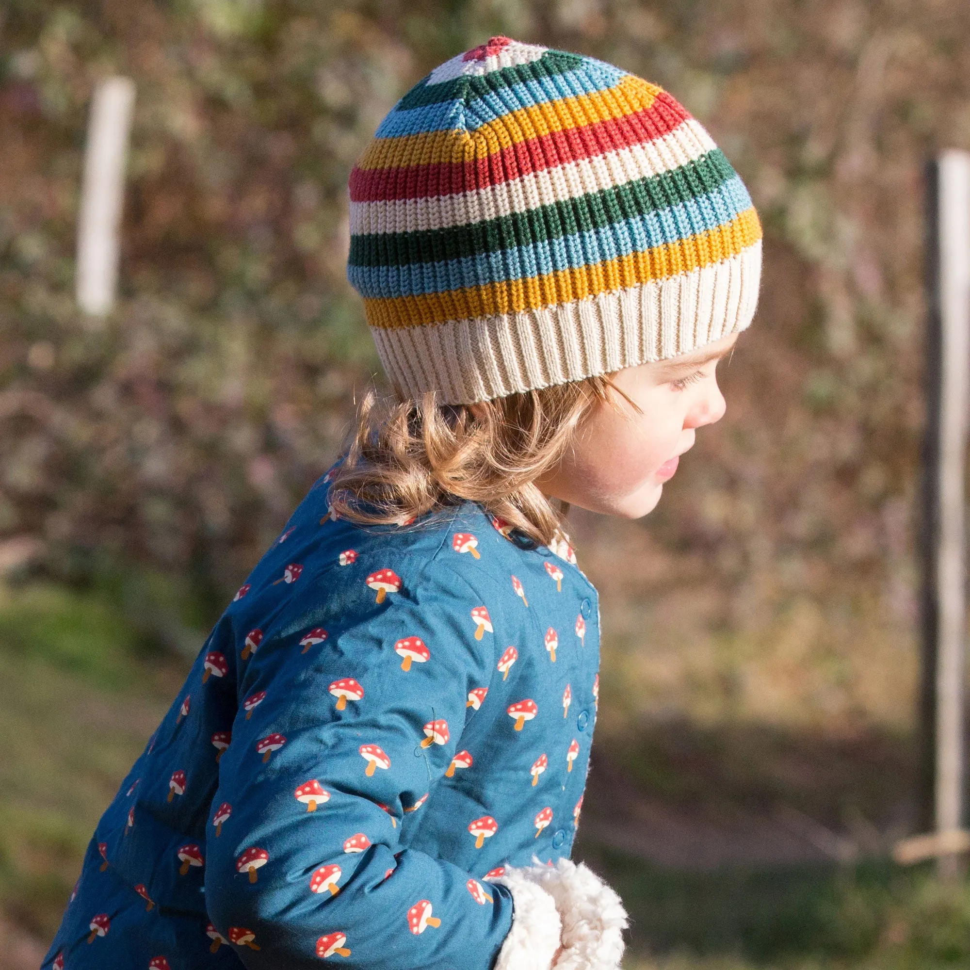 Rainbow Striped Knitted Beanie Hat