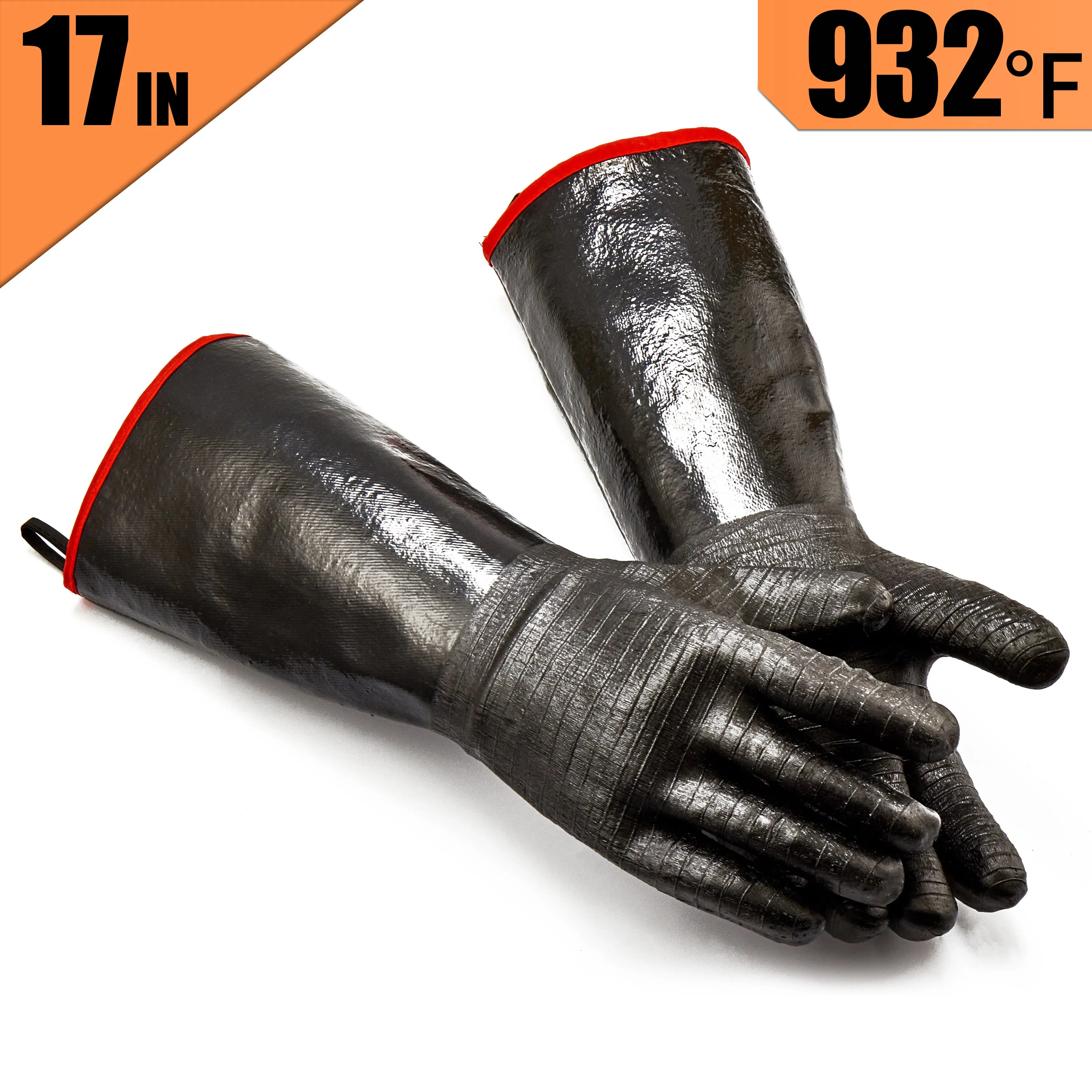 RAPICCA Heat Resistant BBQ Gloves for Smoker/Grill/Deep Frying/Waterproof & Oil Resistant 17in 932°F