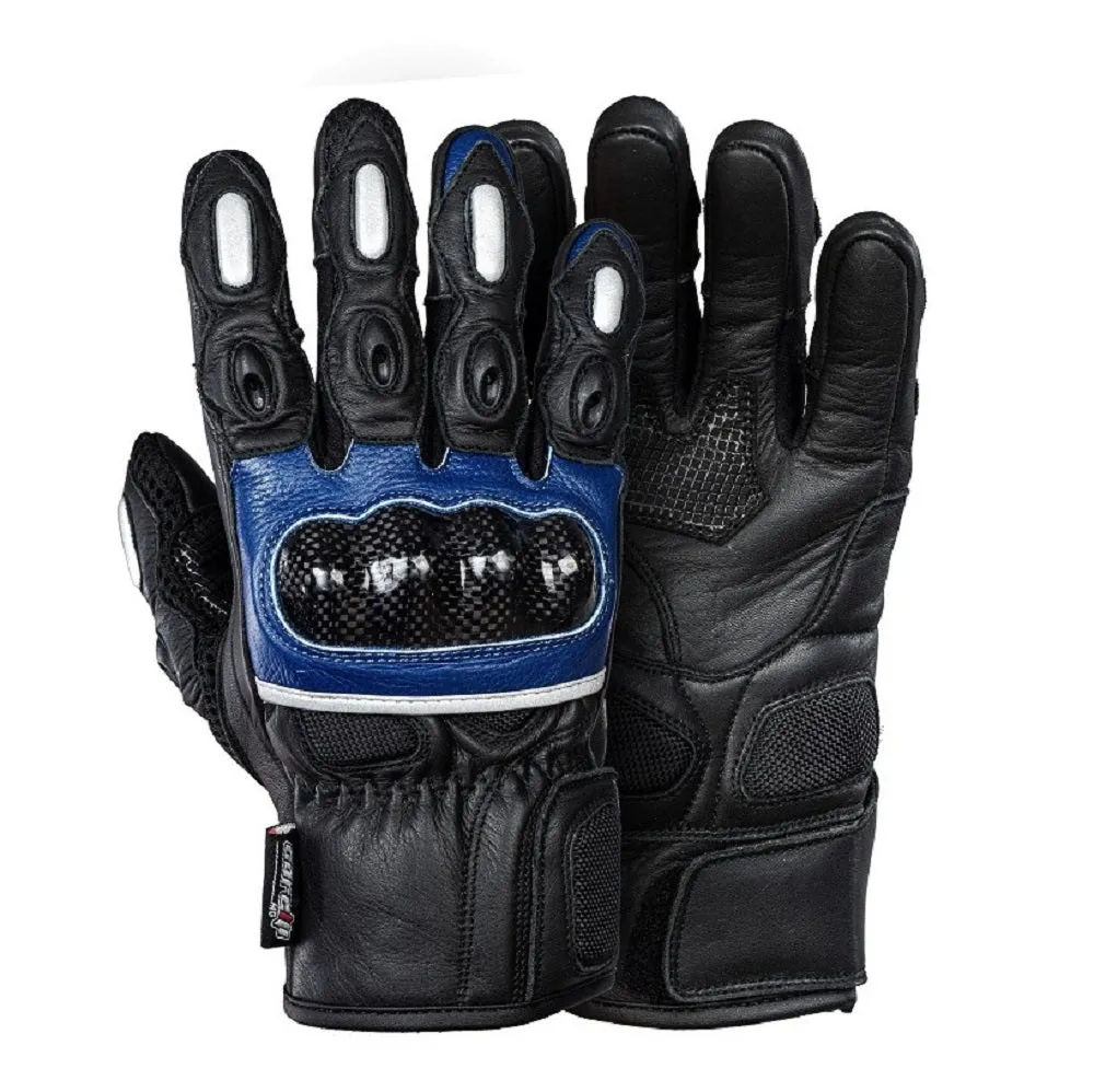 Raven Carbon Racer Blue Motorcycle Leather Gloves