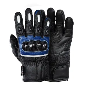 Raven Carbon Racer Blue Motorcycle Leather Gloves