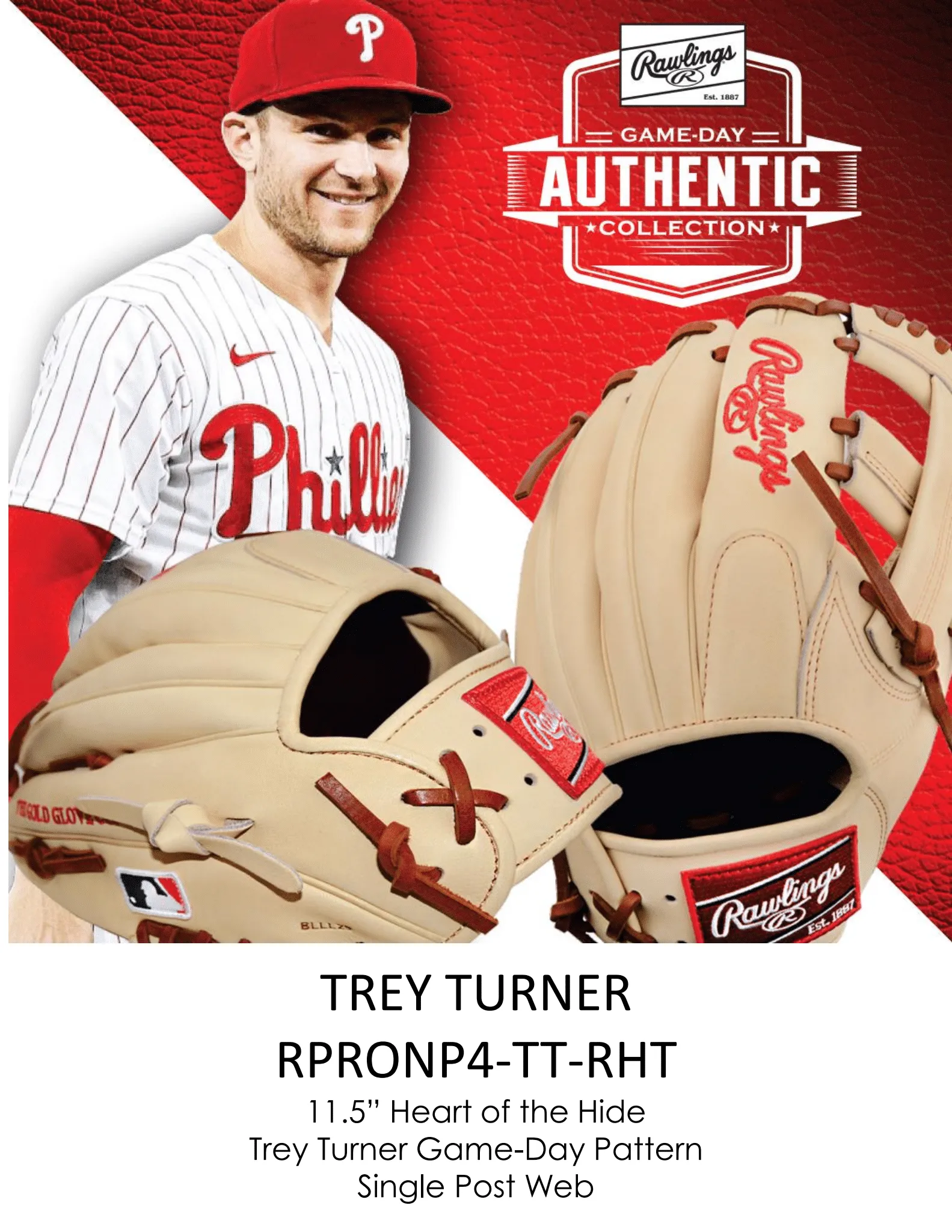 RAWLINGS "HEART OF THE HIDE" SERIES - MLB COLLECTION - TREA TURNER