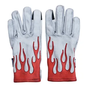 RED FLAME WHITE GLOVES