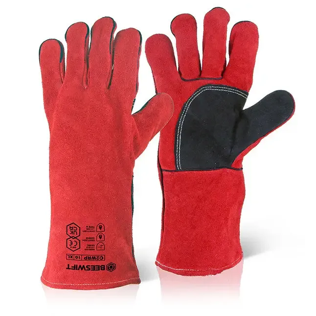 Red Welders Gauntlet Reinforced Palm 14" Cat 2 (Pack Of 10) - Beeswift C2Wrpn