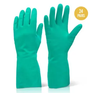 Reusable Cleaning Latex 12" X 3 7/8" Gloves Green for Janitorial S-M (24 Pairs)
