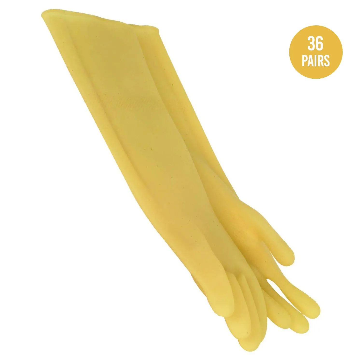 Reusable Cleaning Rubber 9" X 16" Gloves Yellow for Janitorial (36 Pairs Right  Left)