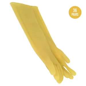 Reusable Cleaning Rubber 9" X 16" Gloves Yellow for Janitorial (36 Pairs Right  Left)