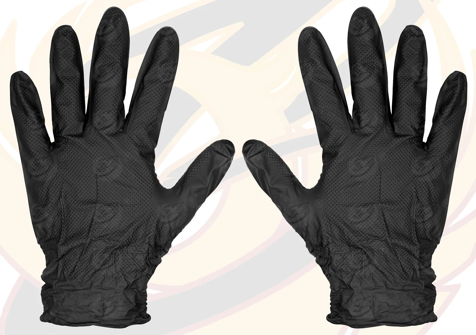 ROCKHOLD HEAVY DUTY BLACK 8 MIL NITRILE DIAMOND GRIP GLOVES ( MEDIUM - 500 GLOVES )