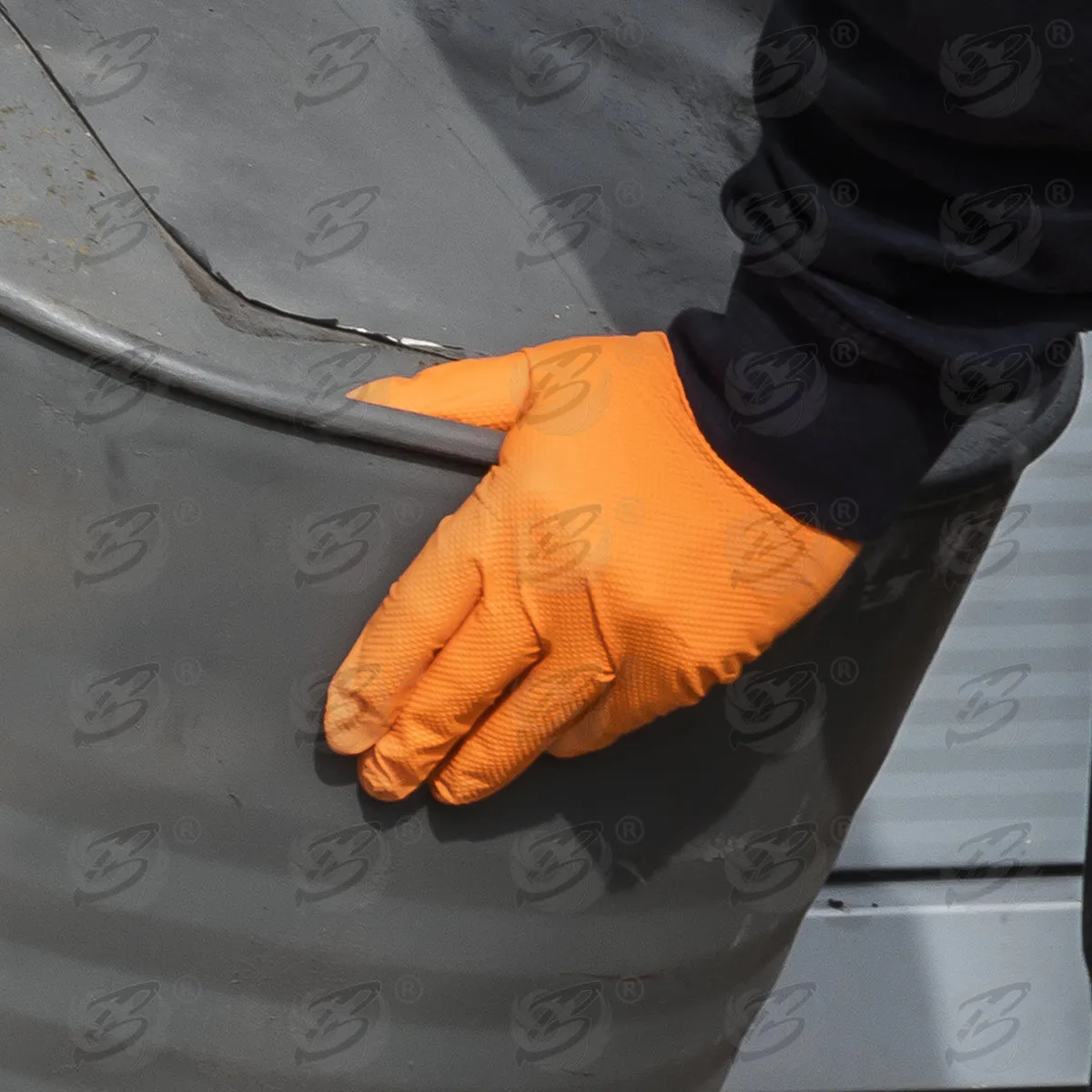 ROCKHOLD HEAVY DUTY ORANGE 8 MIL NITRILE DIAMOND GRIP GLOVES ( MEDIUM - 1000 GLOVES )