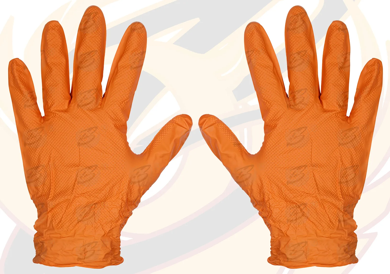 ROCKHOLD HEAVY DUTY ORANGE 8 MIL NITRILE DIAMOND GRIP GLOVES ( X LARGE - 1000 GLOVES )