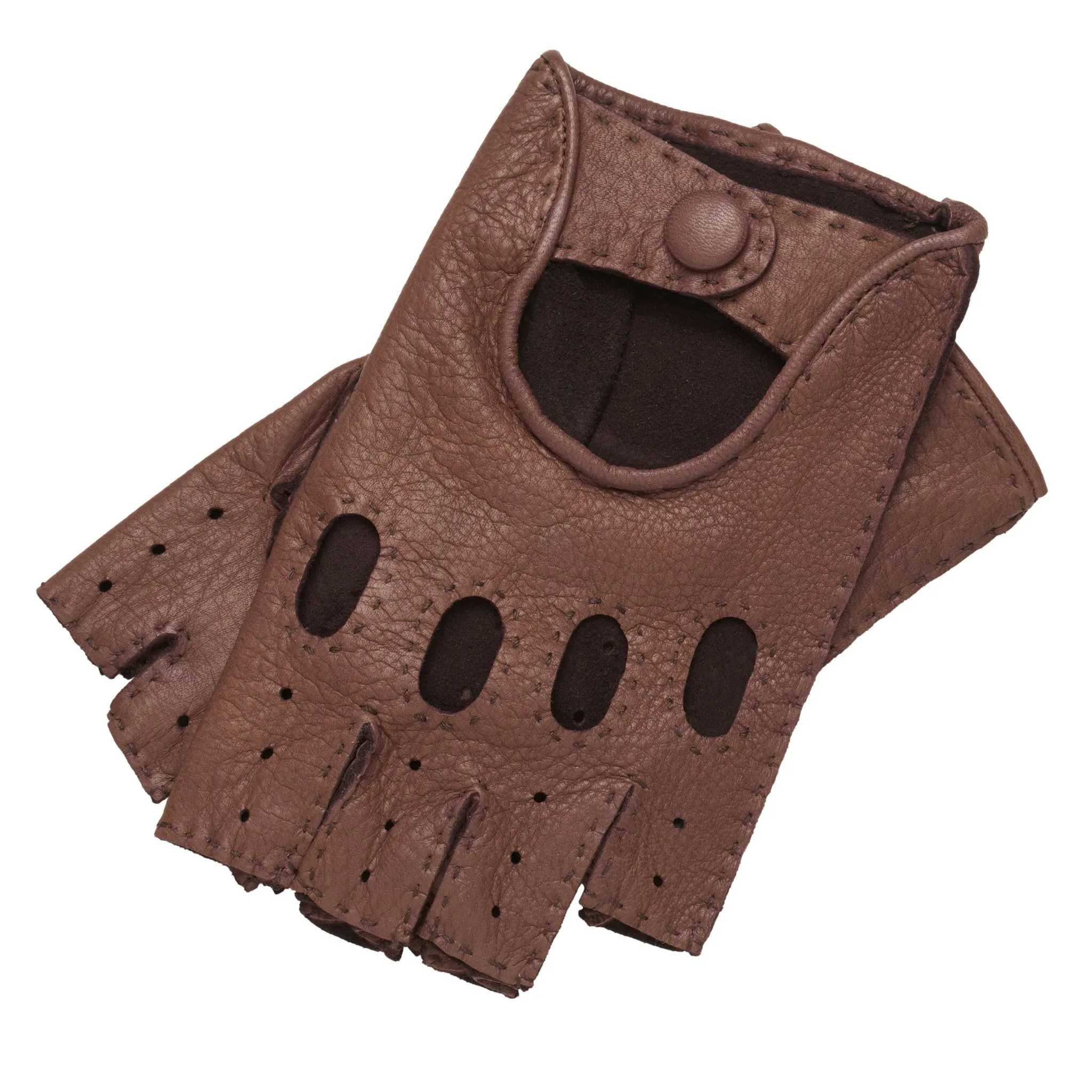 Rome Men's Fingerless Taupe deerskin driving gloves
