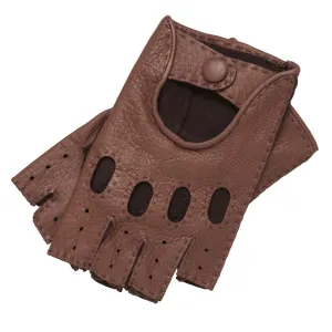 Rome Men's Fingerless Taupe deerskin driving gloves