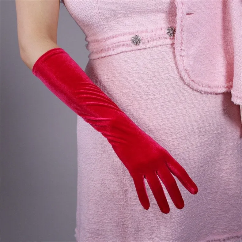 Rose Pink Opera Velvet Gloves (60cm, 40cm, 22cm)
