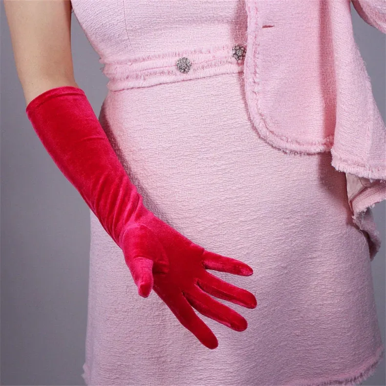 Rose Pink Opera Velvet Gloves (60cm, 40cm, 22cm)