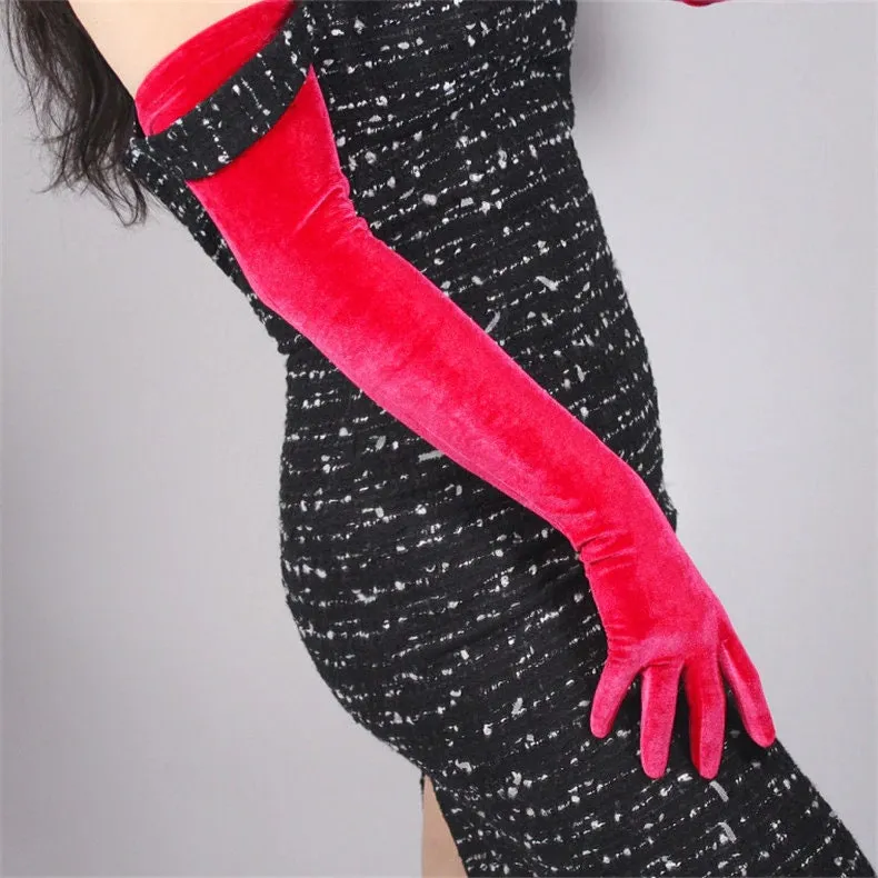 Rose Pink Opera Velvet Gloves (60cm, 40cm, 22cm)