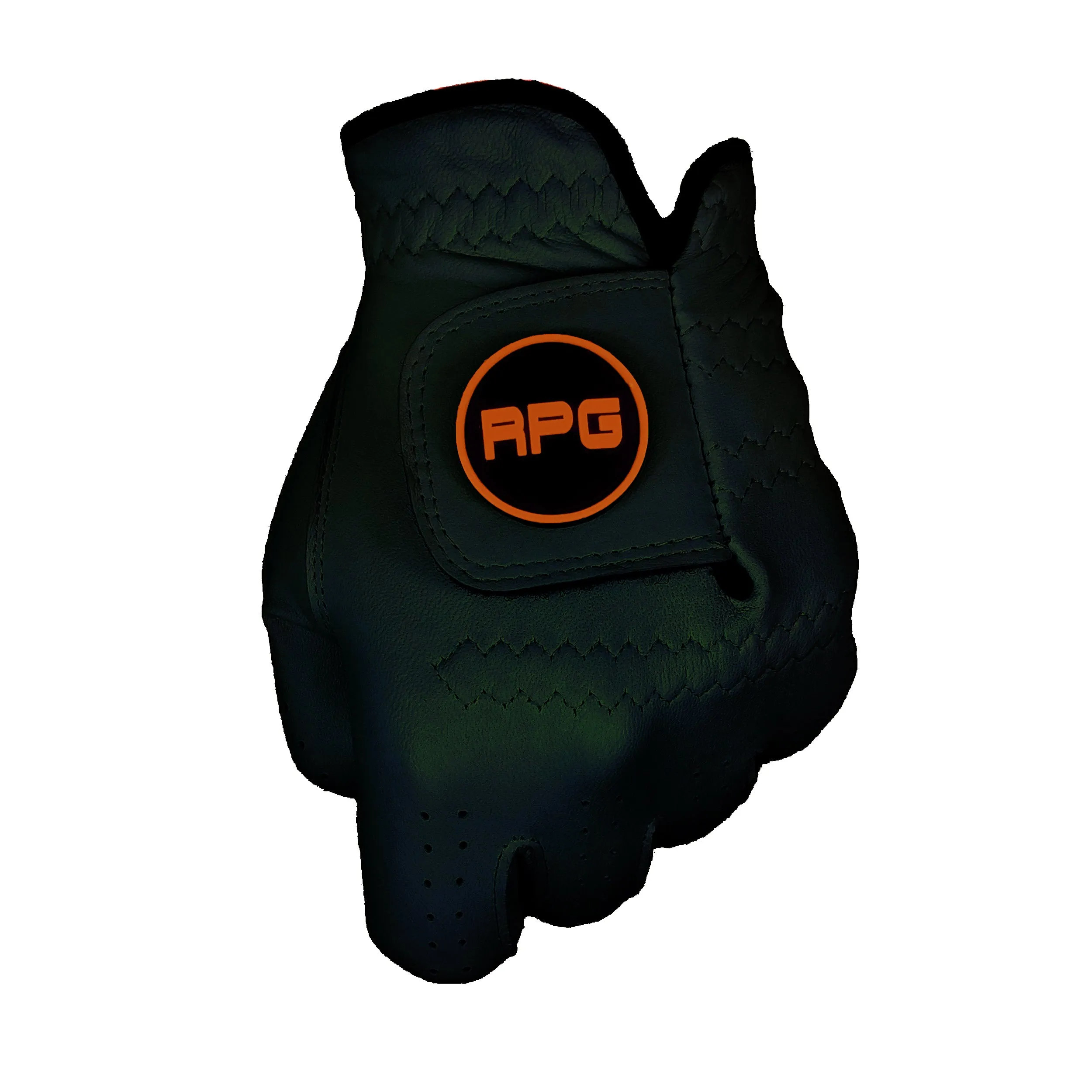 RPG 100% Cabretta Leather Color Golf Glove (Mens-Black-Orange Trim)