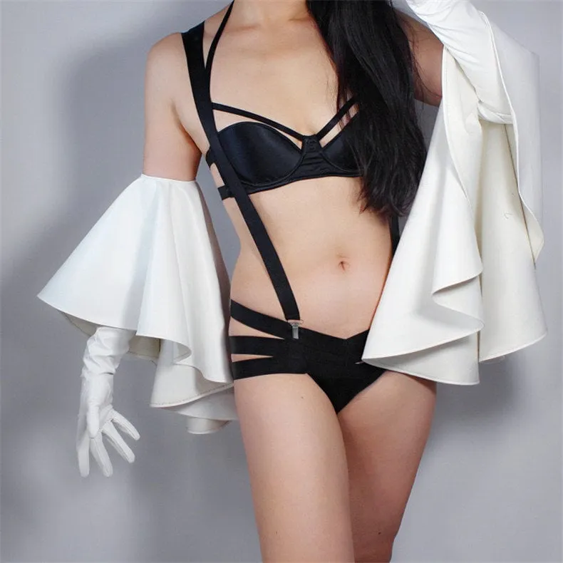 Ruffles Sleeves Leather Gloves (60cm)