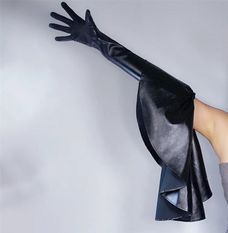 Ruffles Sleeves Leather Gloves (60cm)