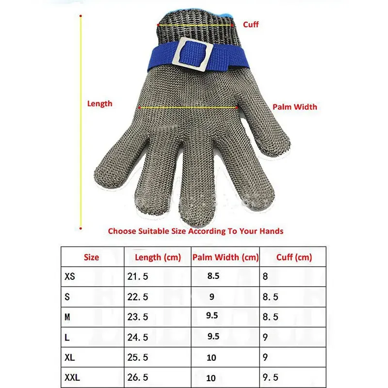 Safety Cut-Proof Stab Resistant Metal Mesh Butcher Gloves
