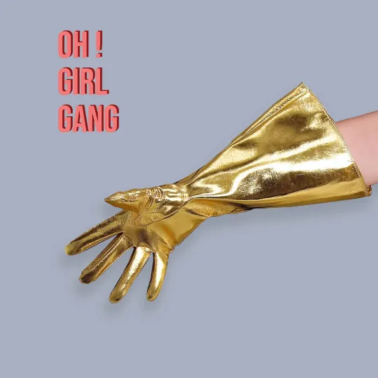 Shiny gold gloves faux leather metallic gold gloves