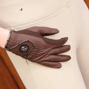 Shires Aubrion Childs Brown Aachen Riding Gloves
