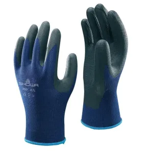 Showa 380 Blue Nylon Stitched Glove with Nitrile Foam Coating and Waffle Pattern