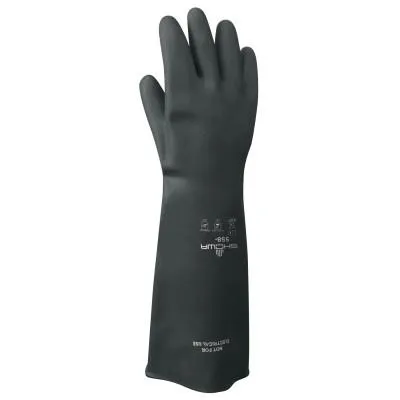 SHOWA® Best Natural Rubber HD Gloves, 40 mil, Large/Size 9, Black/Red, 558-09