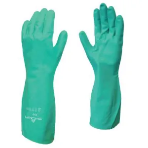 SHOWA® Flock-Lined Nitrile Disposable Gloves, 15 mil, Size 11/2X-Large, Green, 730-11
