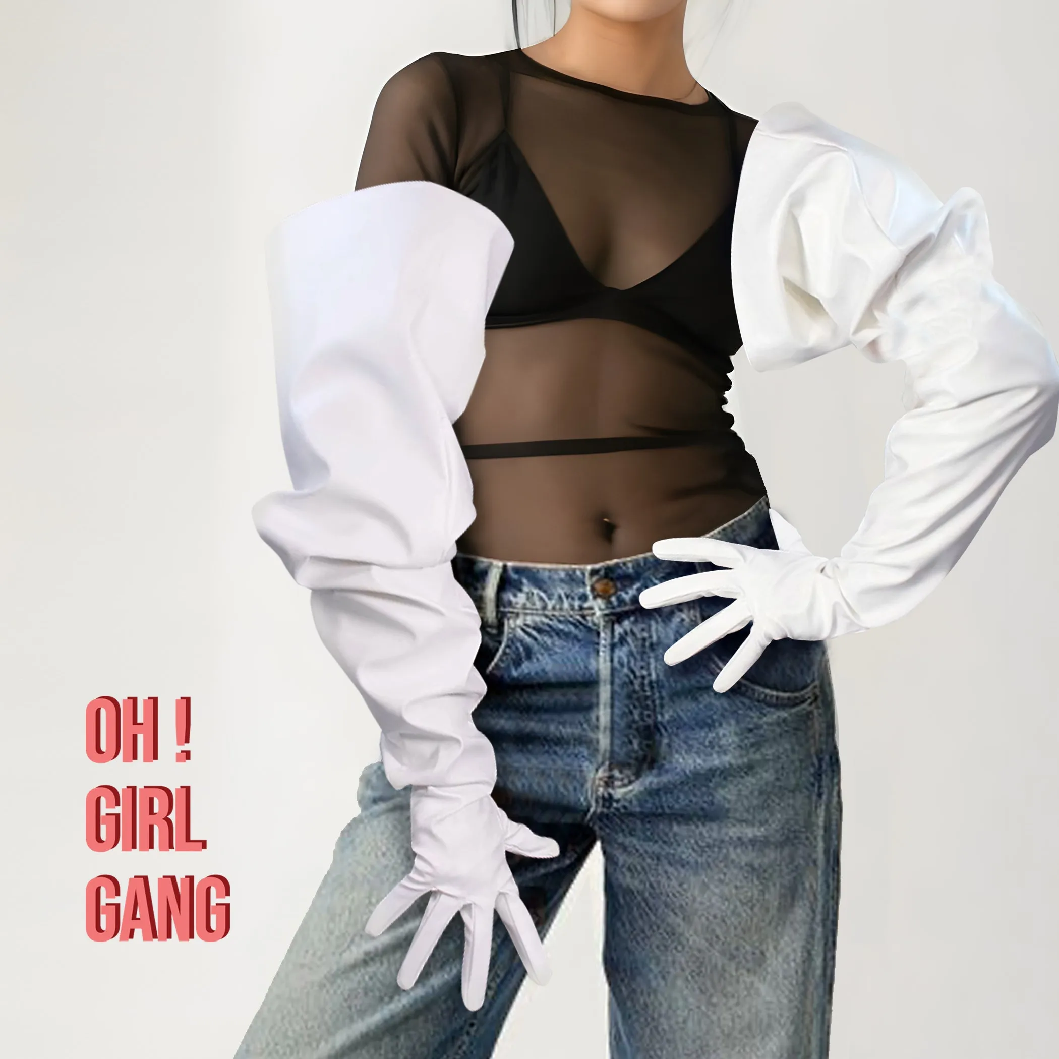 Silver Big Sleeves statement gloves, Oversized