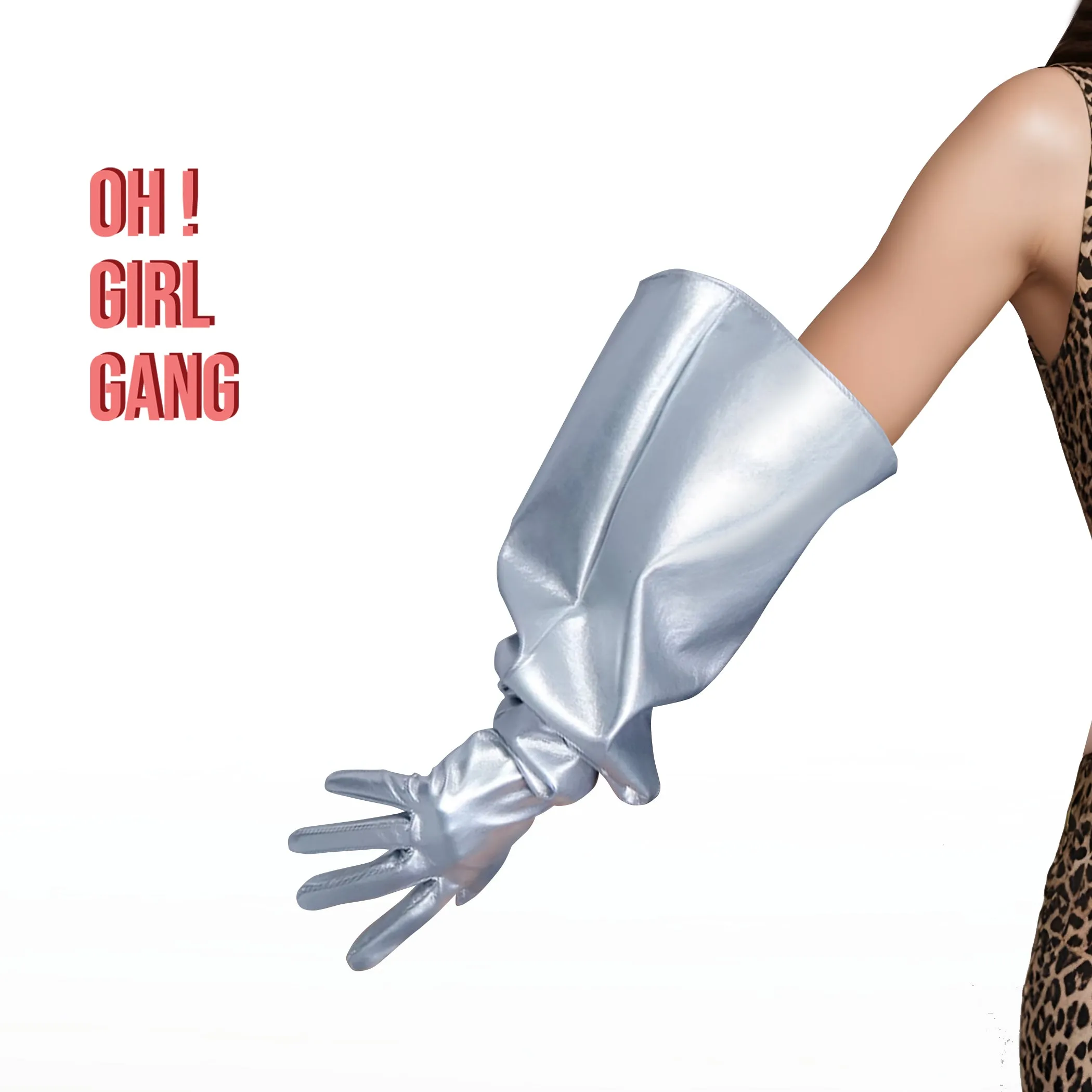 Silver Big Sleeves statement gloves, Oversized