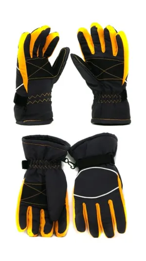 Ski Gloves - Junior Waterproof Ski Gloves, Orange/Dark Grey