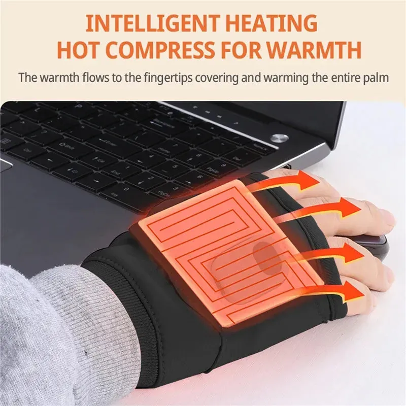 Smart Heated Half-finger Gloves Knitted Heating Gloves Touchscreen Hands Warmer Gloves Winter Knit Gloves Washable