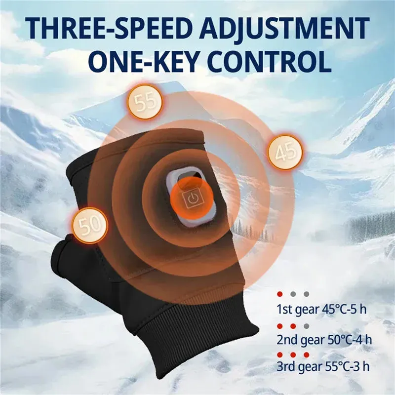 Smart Heated Half-finger Gloves Knitted Heating Gloves Touchscreen Hands Warmer Gloves Winter Knit Gloves Washable