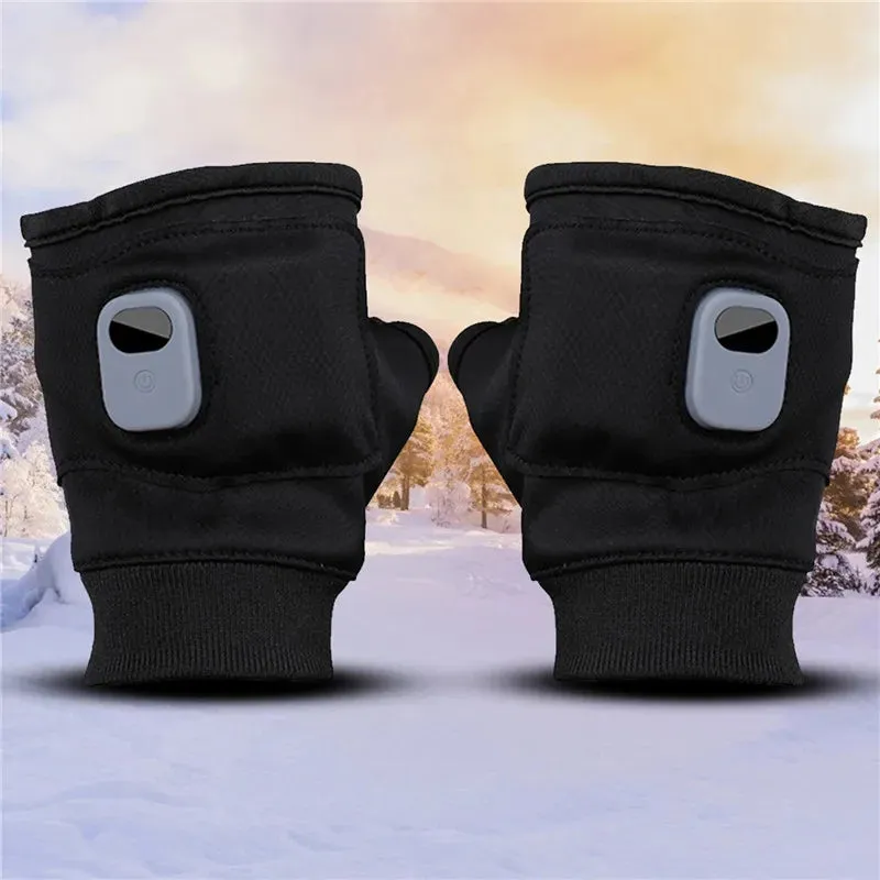 Smart Heated Half-finger Gloves Knitted Heating Gloves Touchscreen Hands Warmer Gloves Winter Knit Gloves Washable