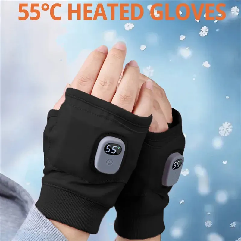 Smart Heated Half-finger Gloves Knitted Heating Gloves Touchscreen Hands Warmer Gloves Winter Knit Gloves Washable