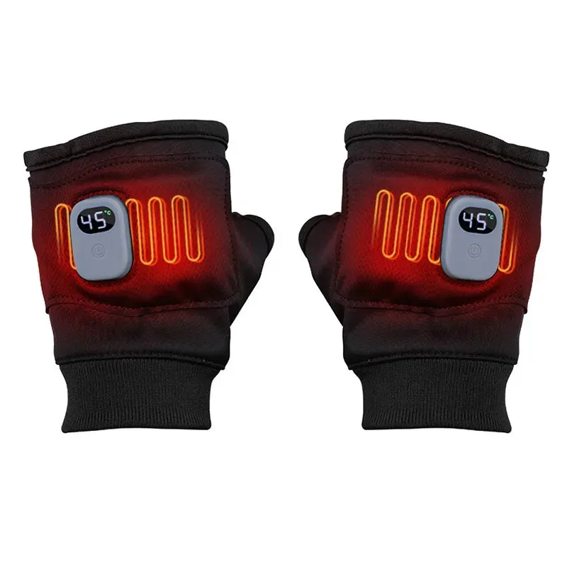 Smart Heated Half-finger Gloves Knitted Heating Gloves Touchscreen Hands Warmer Gloves Winter Knit Gloves Washable