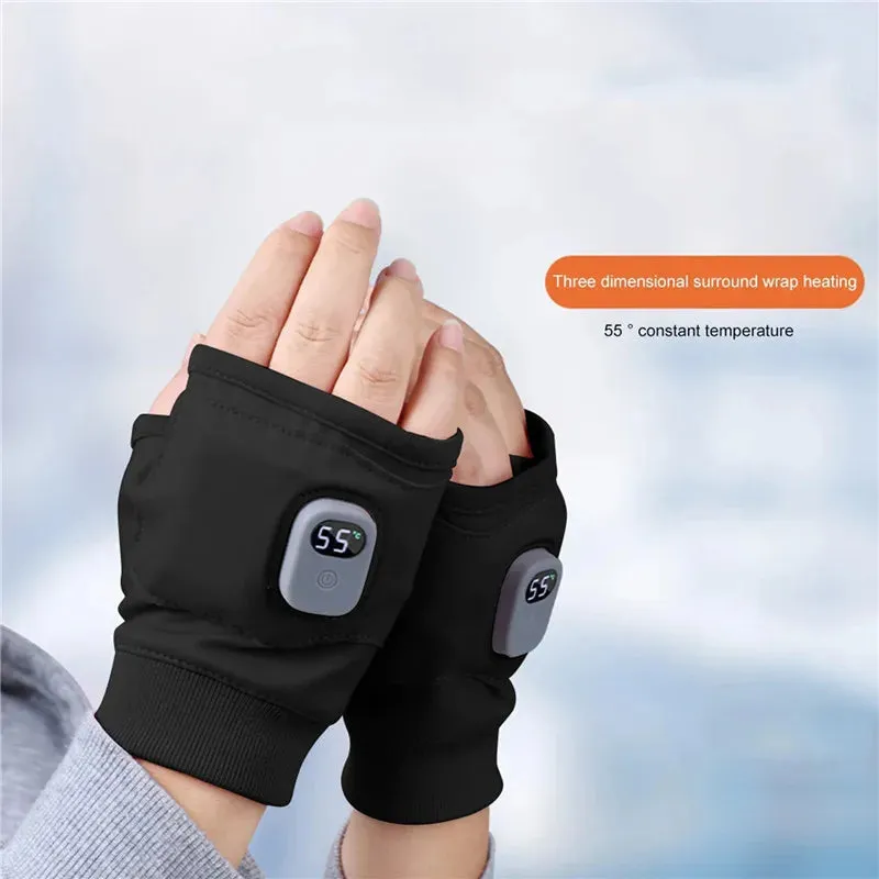Smart Heated Half-finger Gloves Knitted Heating Gloves Touchscreen Hands Warmer Gloves Winter Knit Gloves Washable