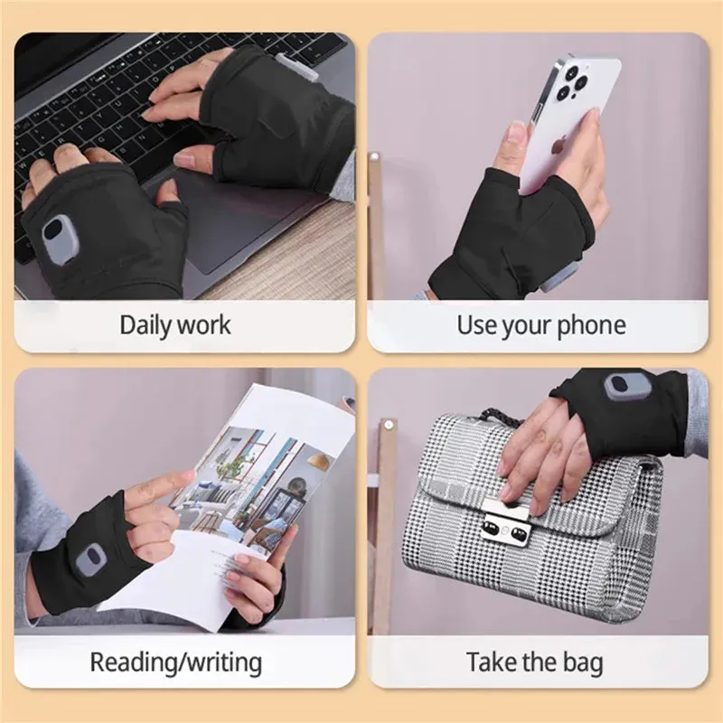 Smart Heated Half-finger Gloves Knitted Heating Gloves Touchscreen Hands Warmer Gloves Winter Knit Gloves Washable