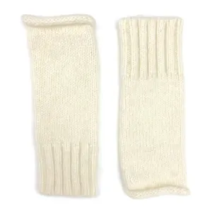 Snow-White Alpaca Fingerless Gloves with Superior Craftsmanship