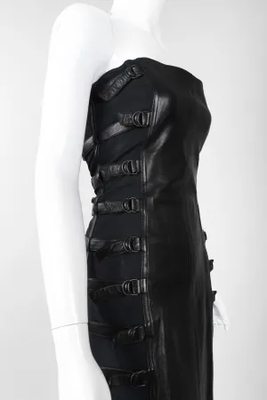 Strapless Leather Bondage Cage Dress