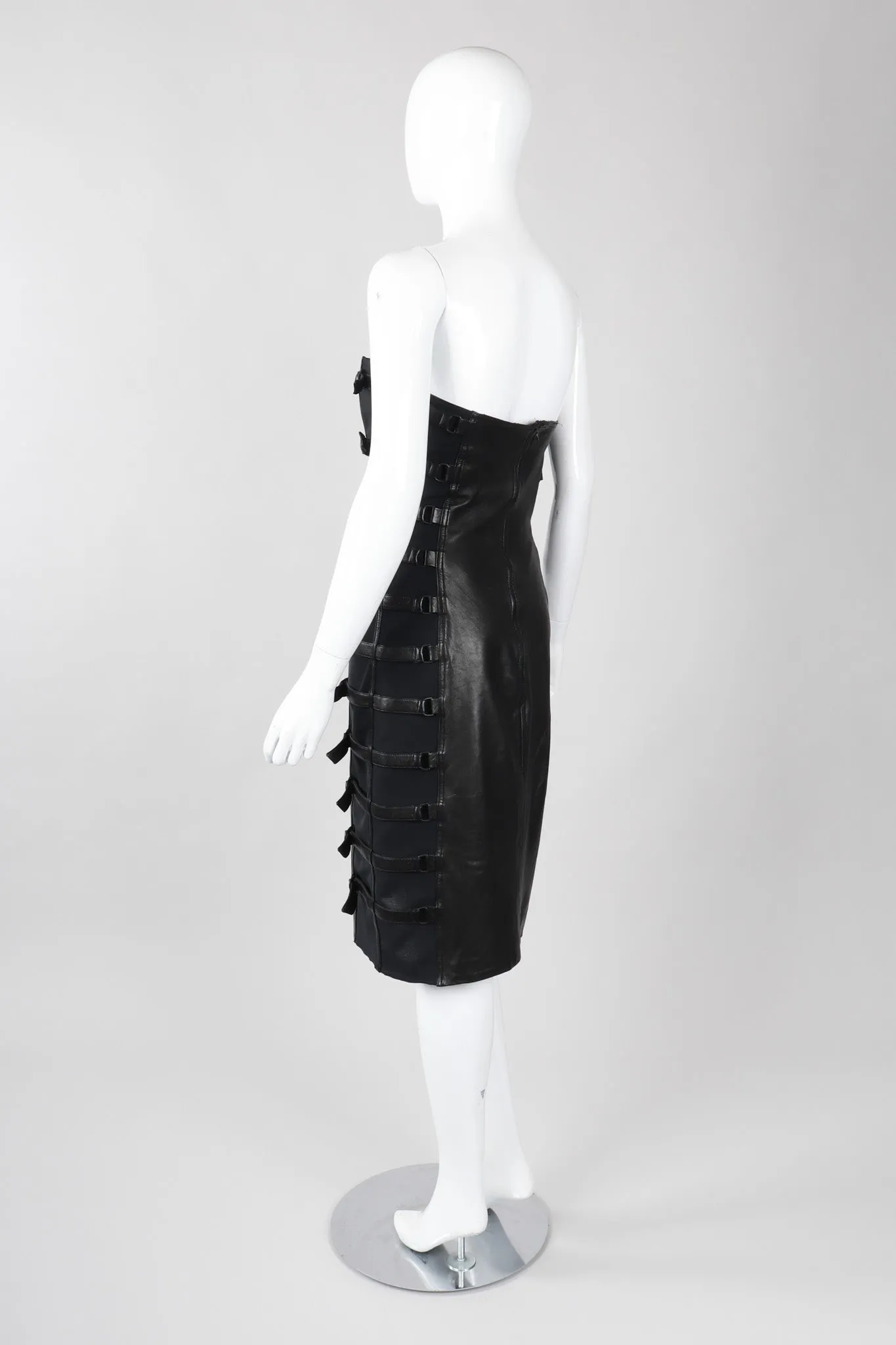 Strapless Leather Bondage Cage Dress