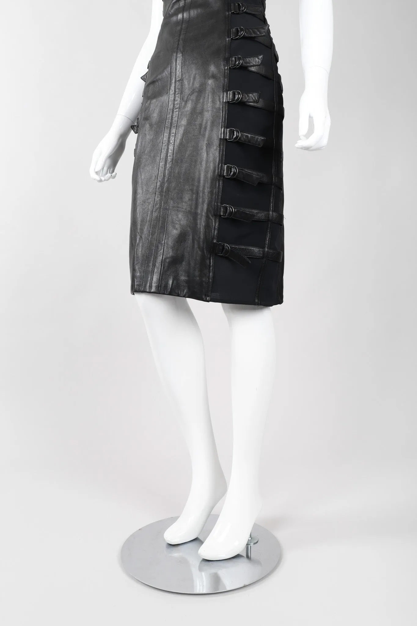 Strapless Leather Bondage Cage Dress
