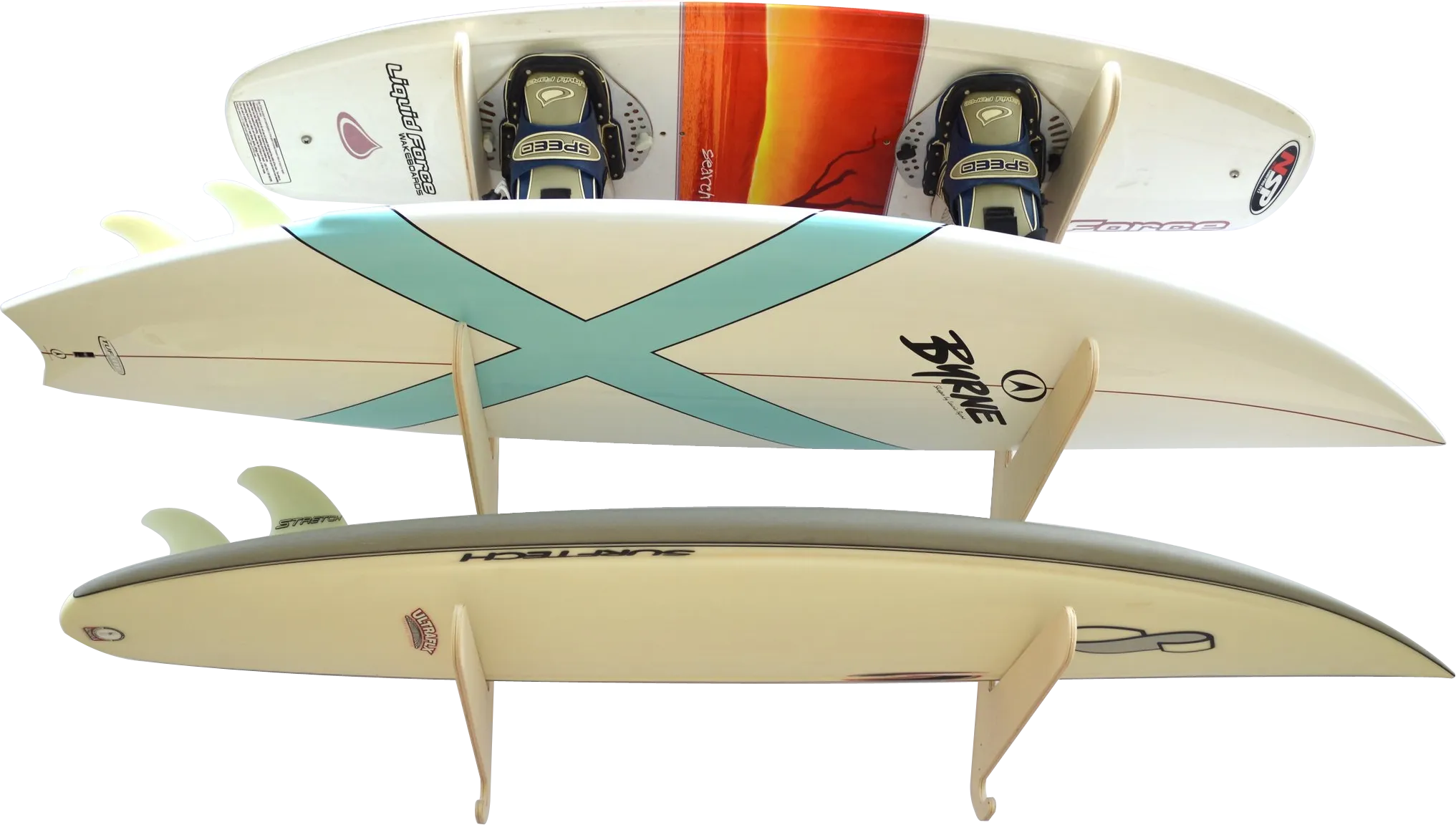 Surfboard Wall Rack - Quad Wooden Birch