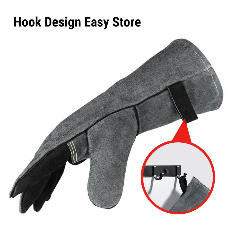 Thermopro Fireplace Barbeque Gloves Heat Resistant Gloves Cowhide