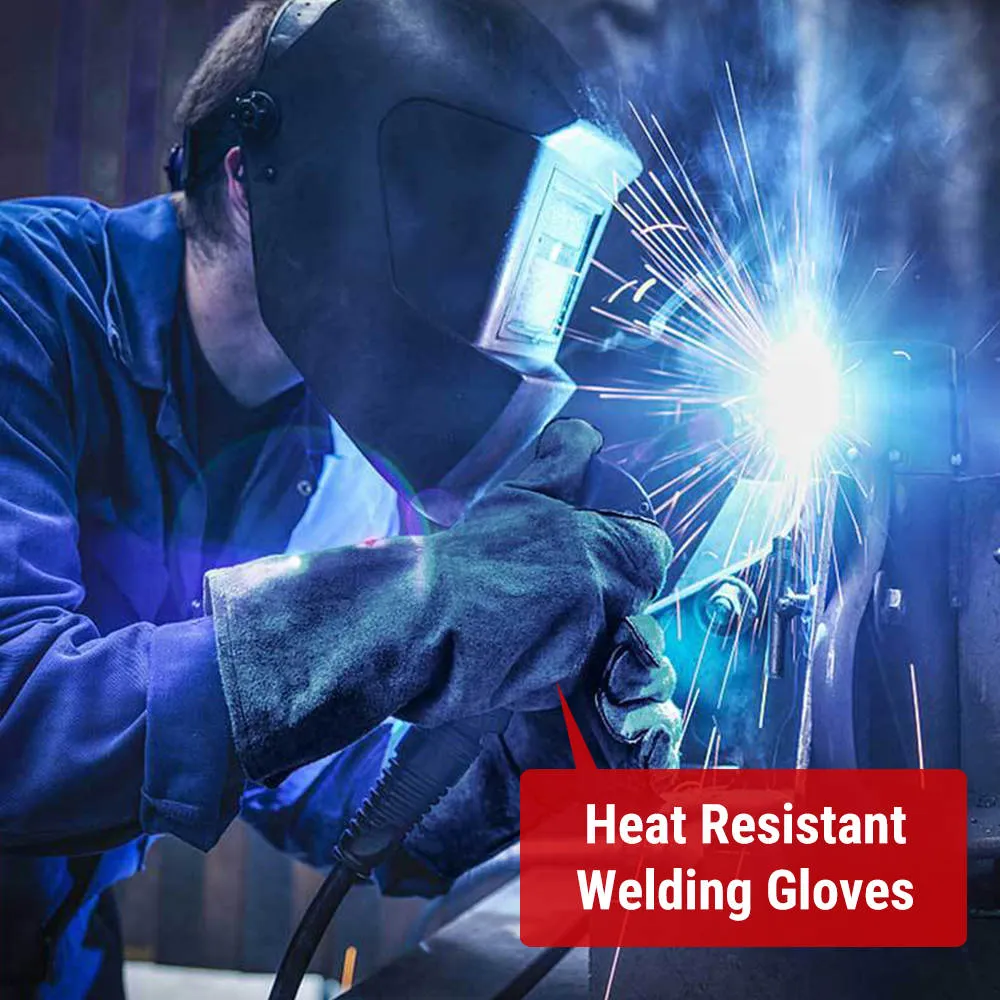Thermopro Fireplace Barbeque Gloves Heat Resistant Gloves Cowhide